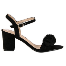Top Shoes Black sandals on the post
