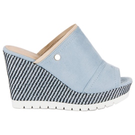 Primavera Suede wedge sandals blue