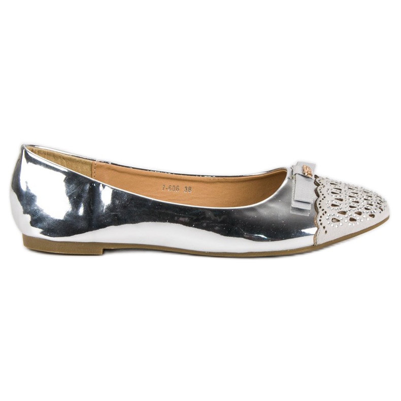 Primavera Silver lacquered ballerinas grey