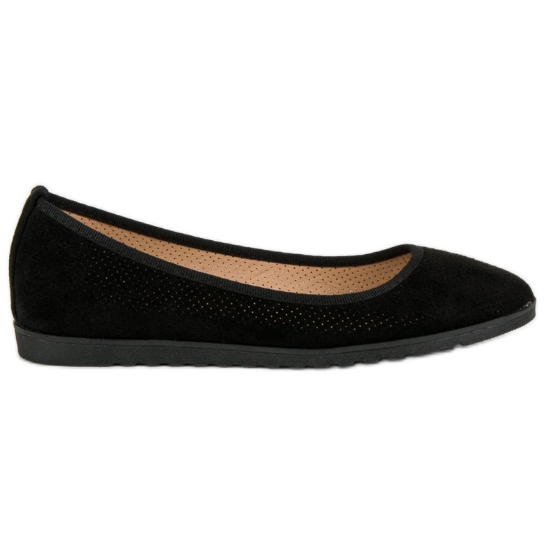 Sun Color Openwork suede ballerinas black