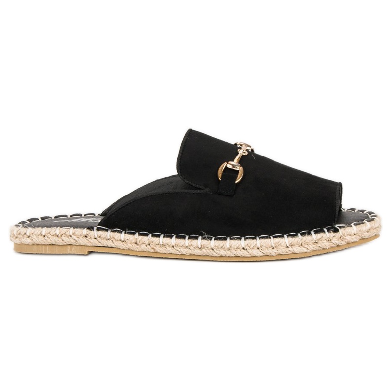 Black suede flip-flops espadrilles