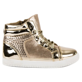 Lacquered sneakers above the ankle yellow
