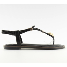 Black women's sandals flip-flops 7537 black