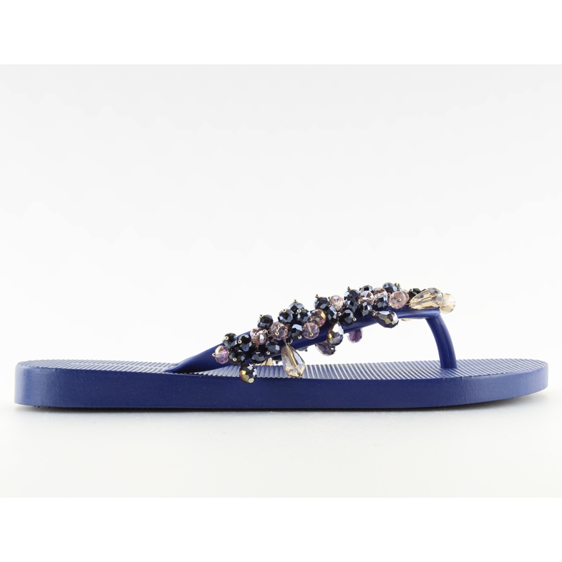 Flip flops with beads navy blue JH68 Navy