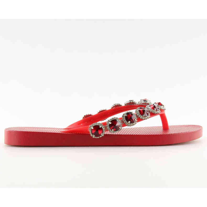 Elegant flip-flops with red JH69 Red stones