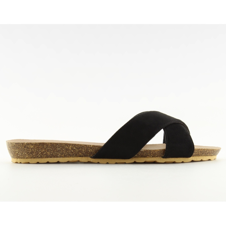 Women's black suede slippers SR-2812