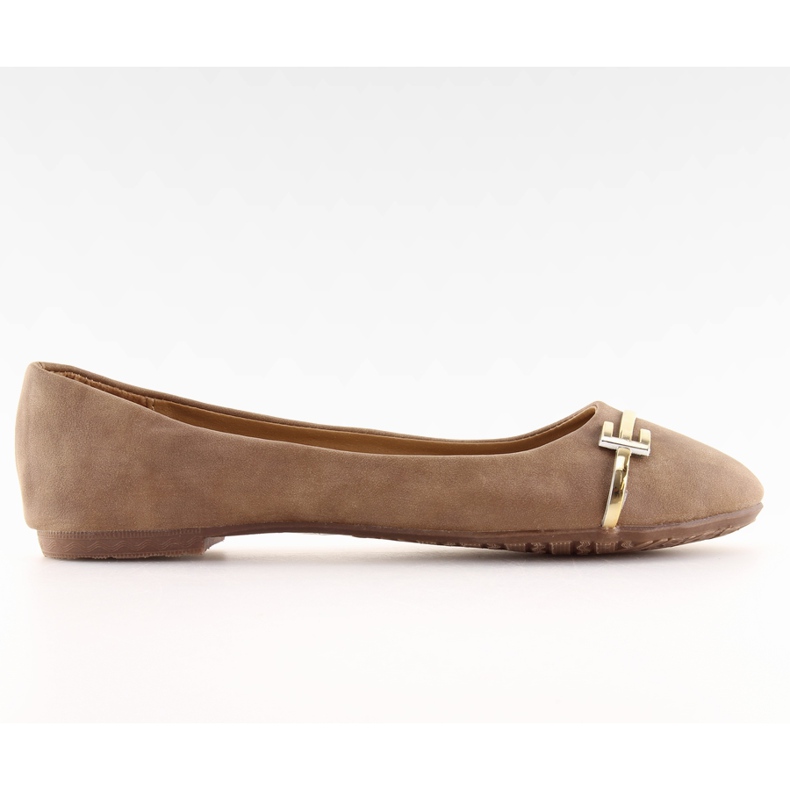 Brown women's ballerinas P305 khaki