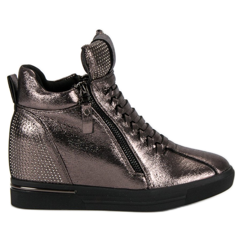Graphite sneakers with a zipper multicolored