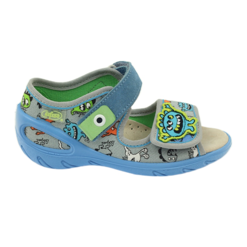 Sandals leather insert Befado 433P blue orange grey