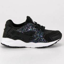 Kylie Black sneakers with brocade