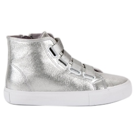 Silver sneakers with an elastic band grey