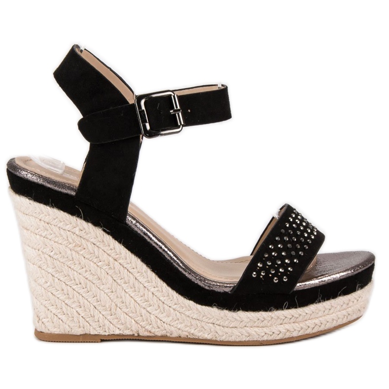 Sweet Shoes Black espadrilles on wedges