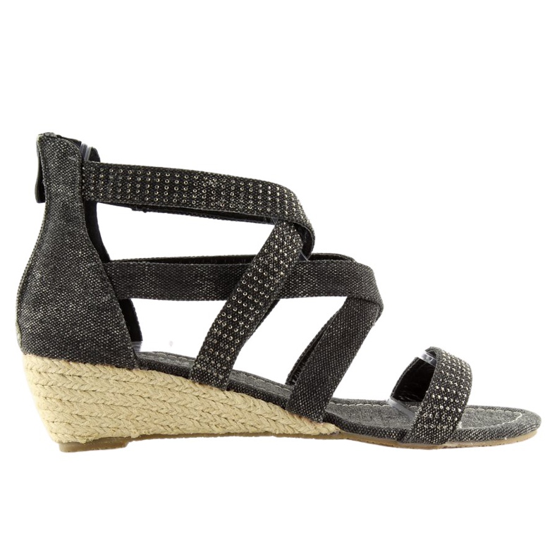 Black espadrilles sandals ME11783 Black