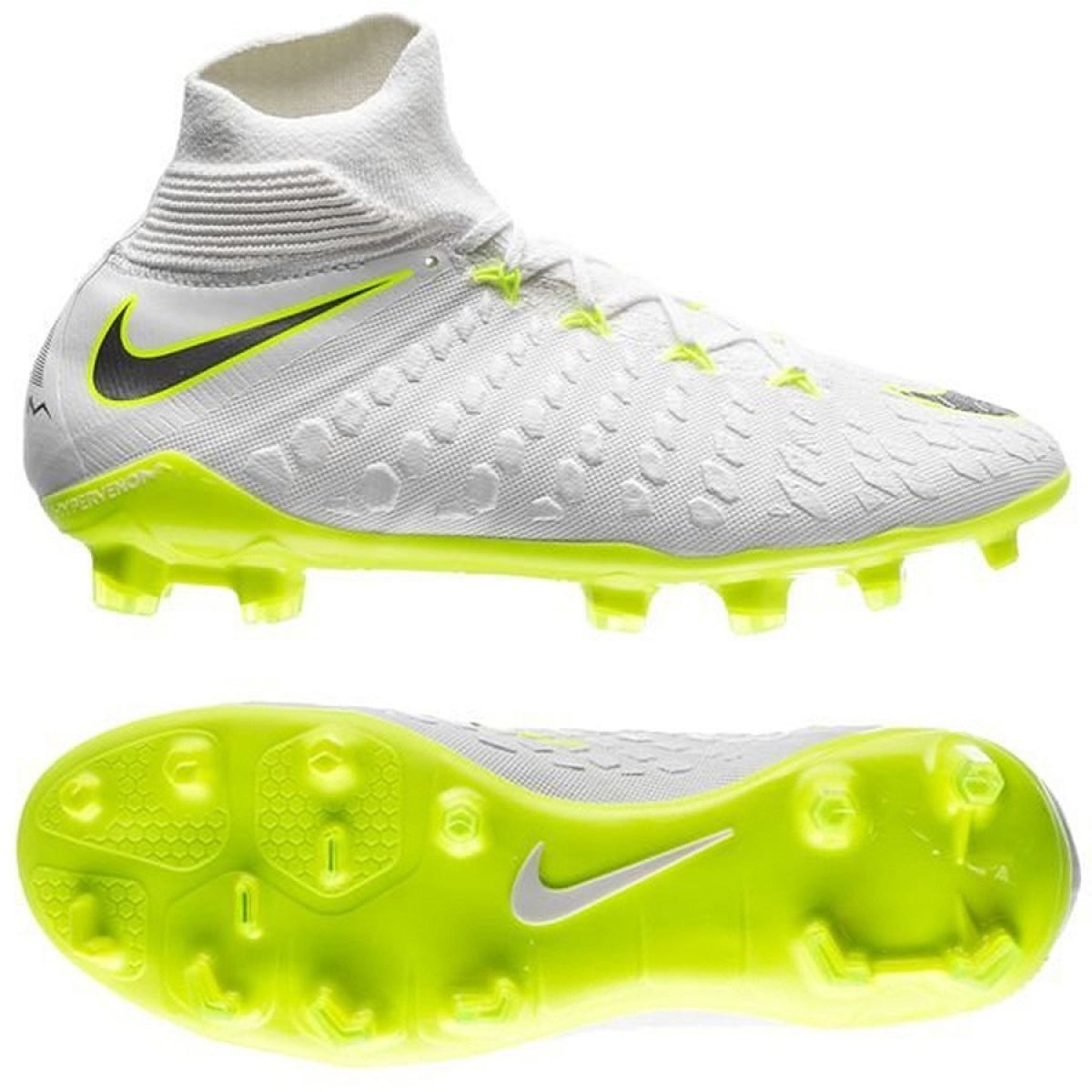 Nike Hypervenom 3 Elite Fit Fg Jr football shoes white white - KeeShoes