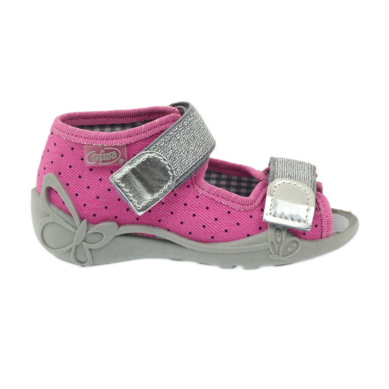 Befado 242p083 pink sandals with polka dots black grey