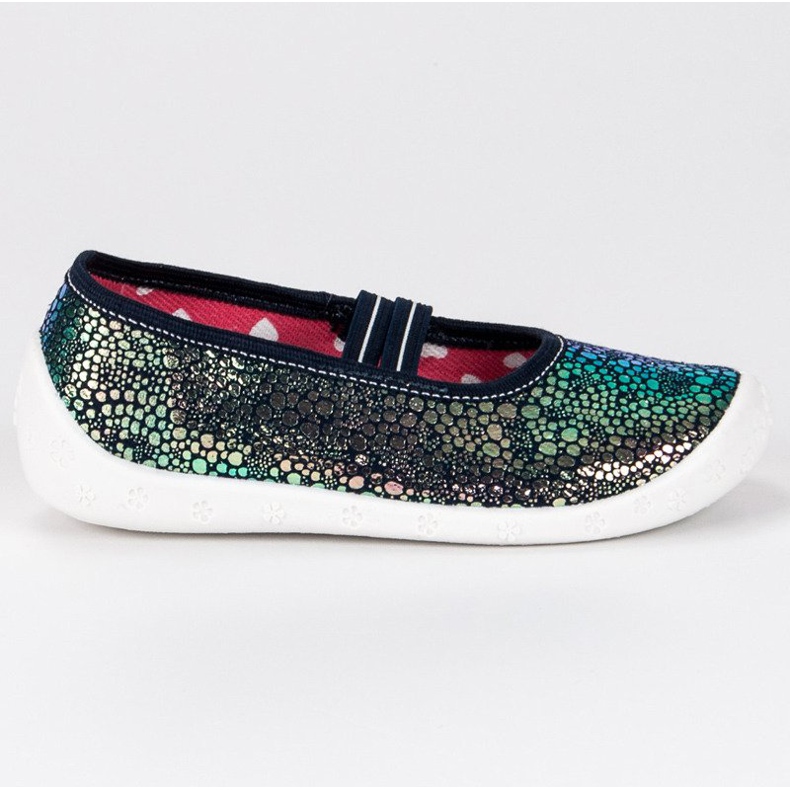 Raweks Shiny slippers with an elastic band green