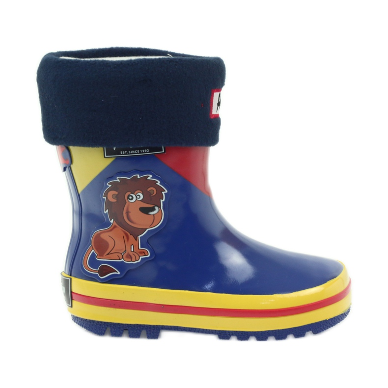 American Club American rubber boots with a sock for exhibition red blue yellow American Club American rubber boots with a sock for exhibition red blue yellow