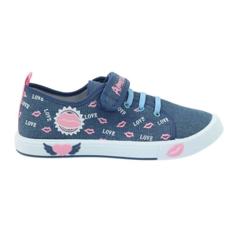 American Club American pink lips sneakers navy blue American Club American pink lips sneakers navy blue