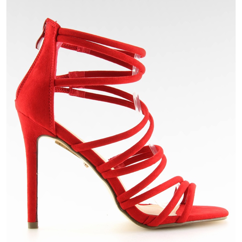 Red sandals on a high heel LE039 Red
