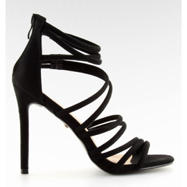 Black LE039 black sandals on a high heel Black LE039 black sandals on a high heel