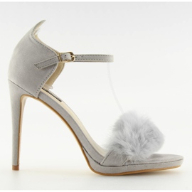 Gray Sandals on a gray L6120 Gray high heel grey