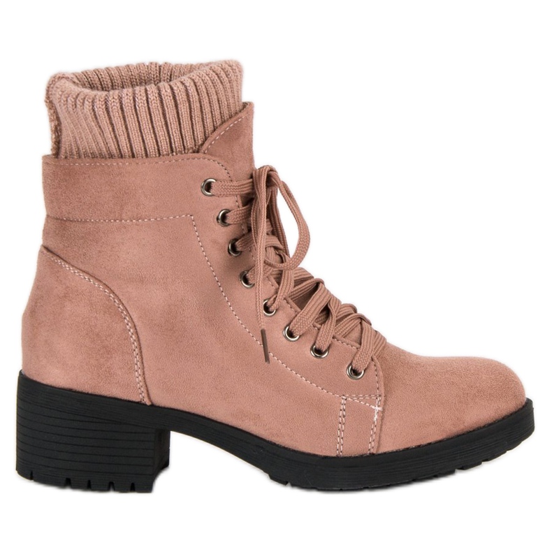 Seastar Pink ankle boots with lacing