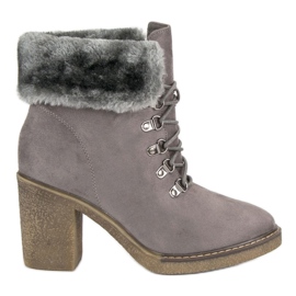Seastar Lace-up boots with fur grey