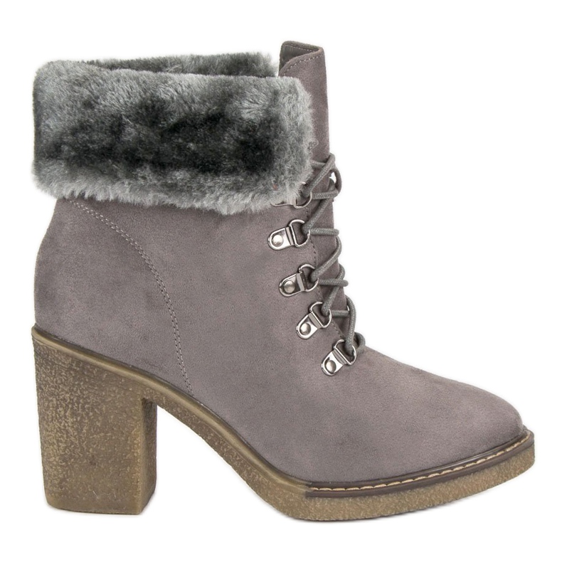 Seastar Lace-up boots with fur grey
