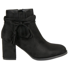 Suede high-heeled ankle boots black