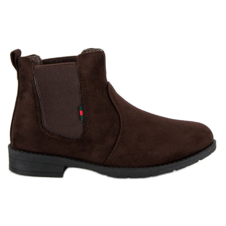 Lady Fashion Slip-on suede ankle boots brown