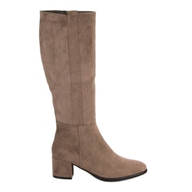Filippo Beige high heeled boots