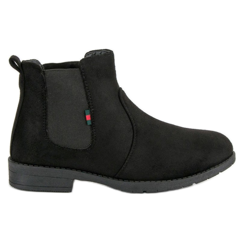 Lady Fashion Slip-on suede ankle boots black