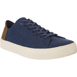 Toms Washed Canvas Leather Mens 862 brown navy blue Toms Washed Canvas Leather Mens 862 brown navy blue
