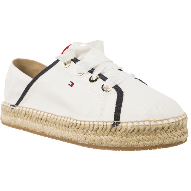 Tommy Hilfiger Metallic Lace Up Espadrille 121 white