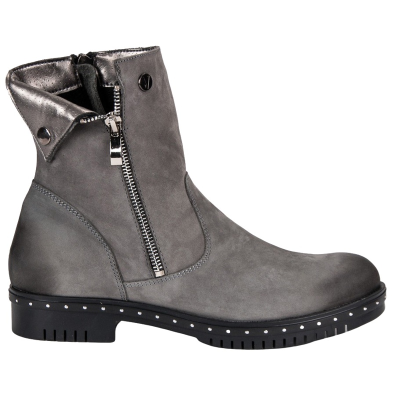 Gray Leather VINCEZA boots grey