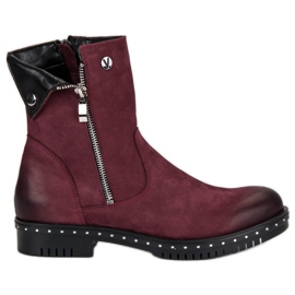Burgundy leather boots from VINCEZA red