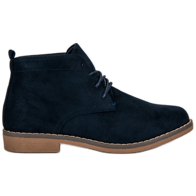 Low tied ankle boots navy blue