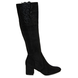 Elegant high-heeled boots black
