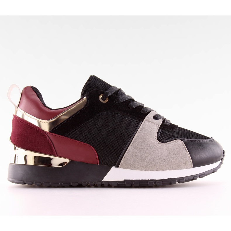 M-B01 Black Winered black women's sports shoes