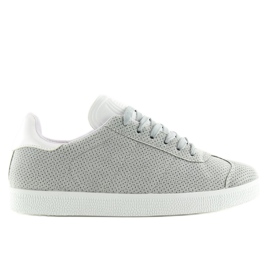 Gray and white women's sneakers BL131P GRAY / WHITE grey