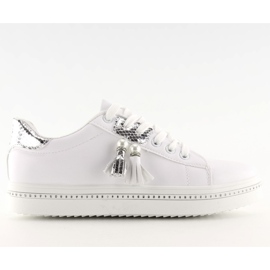 Women's white and silver sneakers 88038 WHITE / SILVER