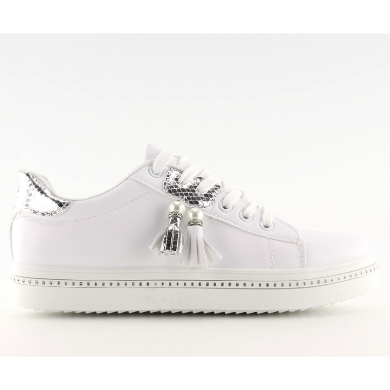 Women's white and silver sneakers 88038 WHITE / SILVER