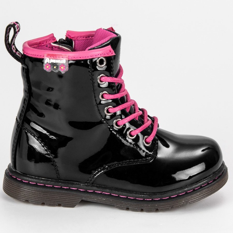 American Club Lacquered american bootees black