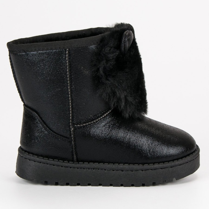 Vinceza Black snow boots with fur