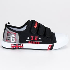 American Club Black Sneakers On Velcro American American Club Black Sneakers On Velcro American