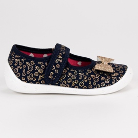 Golden velcro slippers blue yellow