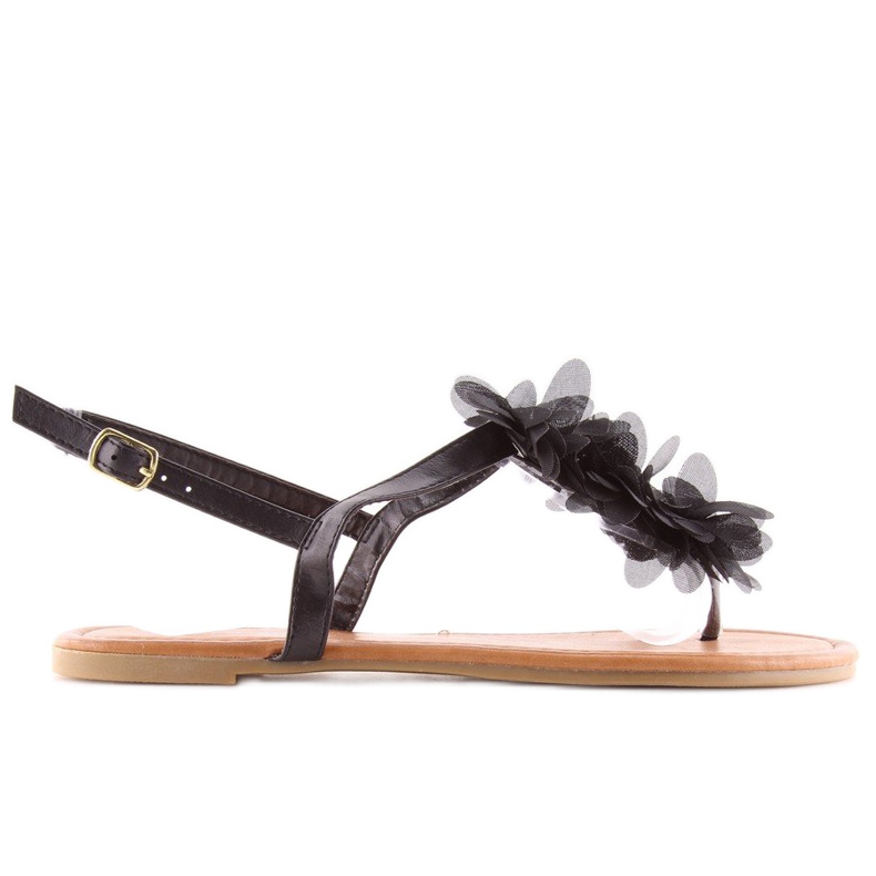 Black sandals with flowers CK36P Black