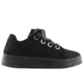 Black sneakers with ribbons H99-23 Black