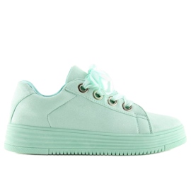 Sneakers with ribbons mint H99-23 Light Green