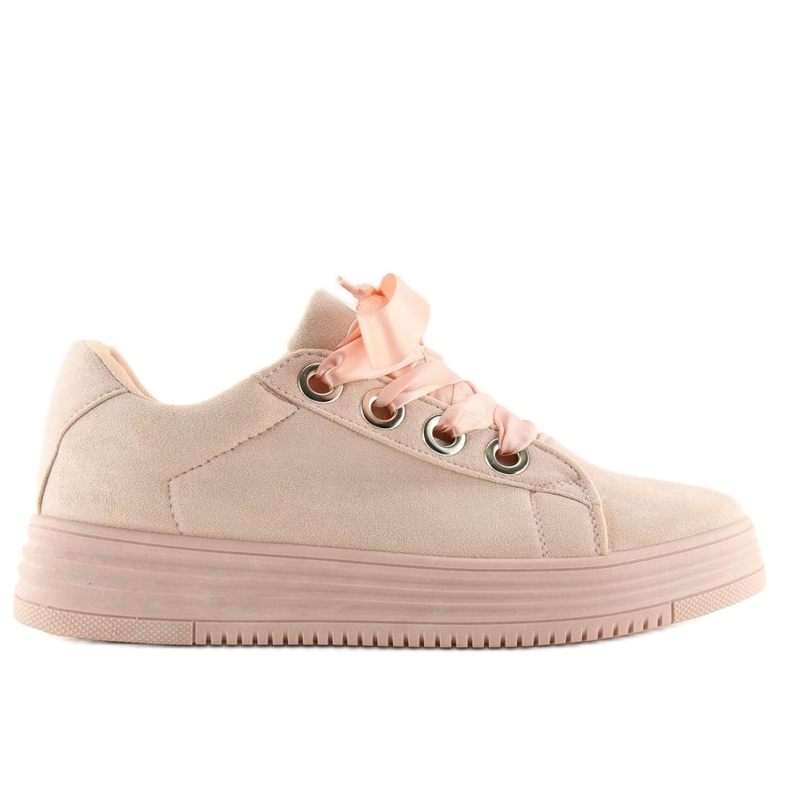 Pink H99-23 Pink sneakers with ribbons